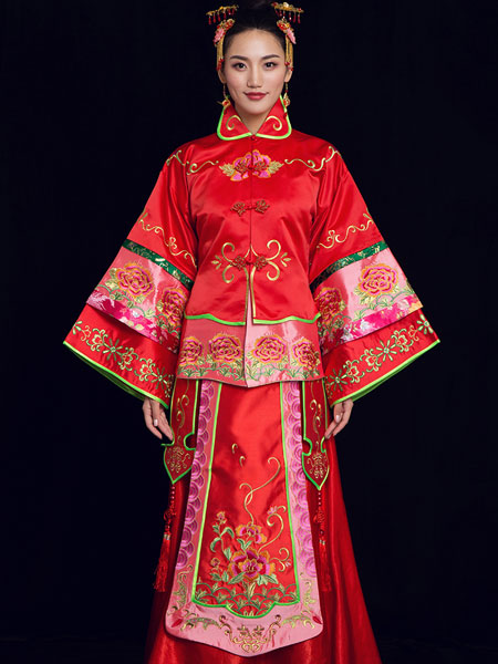 同雙同緣婚紗/禮服品牌2019秋季龍朝鳳中式禮服：流蘇奢華新娘禮服
